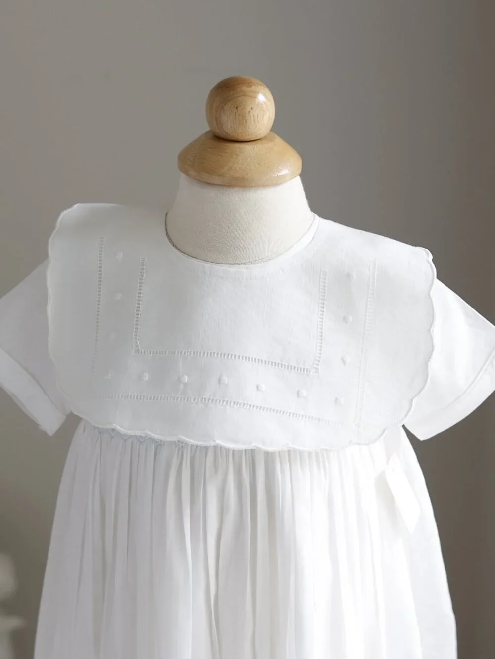 White Cotton Linen Bib Square Embroidered Special Occasion Baby Shower Gift